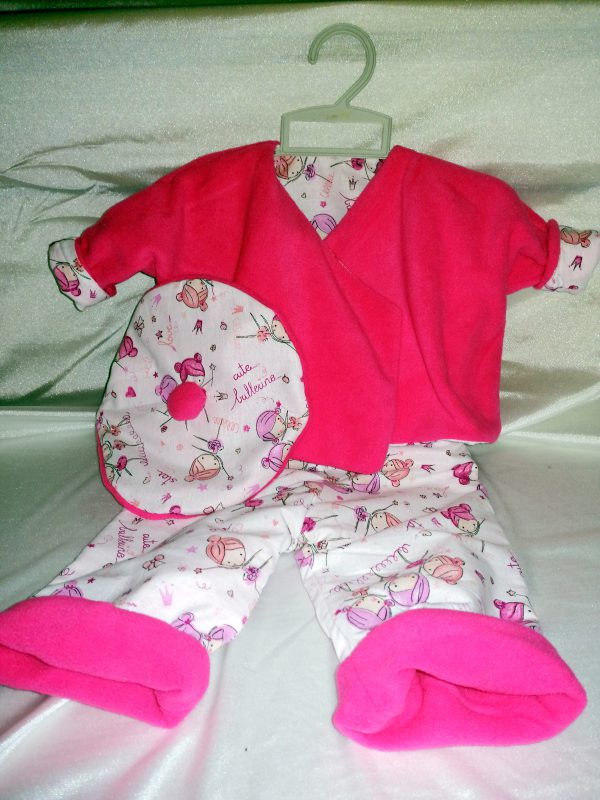 Layette bébé 4 en 1 réversible "Petites filles" rose – Image 4