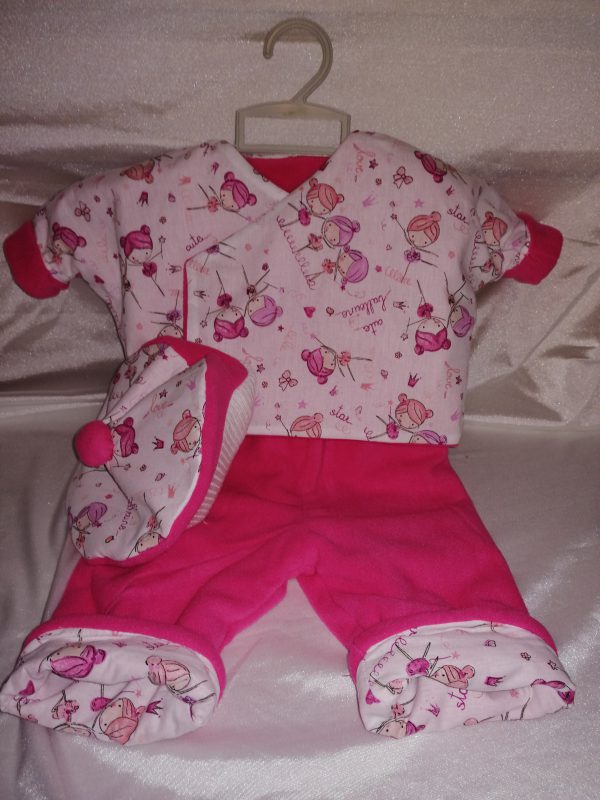 Layette bébé 4 en 1 réversible "Petites filles" rose – Image 3