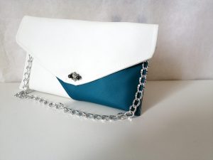 Pochette Blanche et Bleu canard