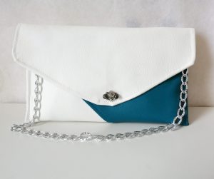 Pochette Blanche et Bleu canard