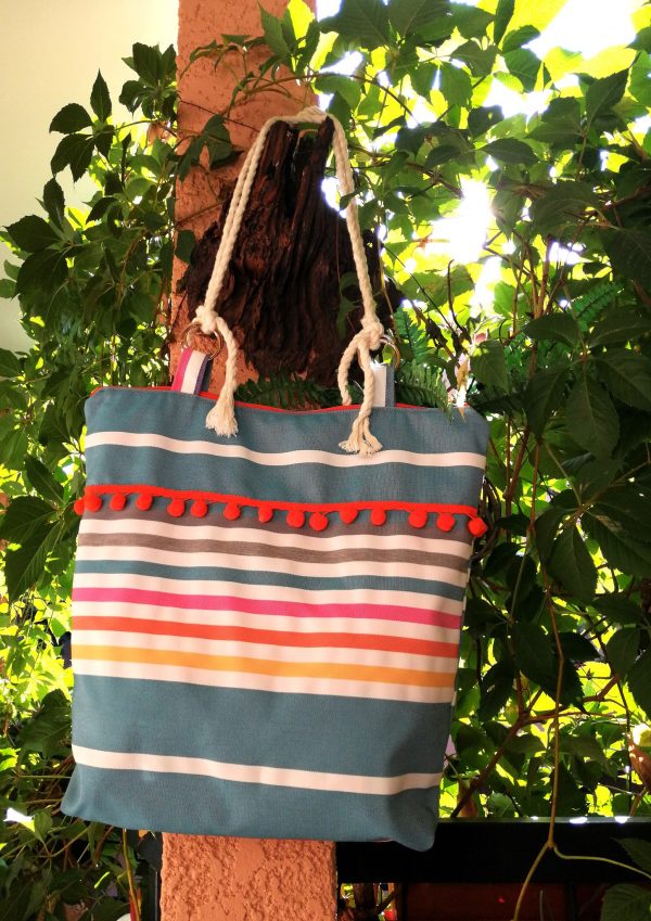 Sac de plage pompon