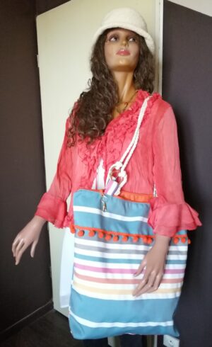 Sac de plage pompon XL